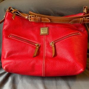 Dooney & Bourke “Mary” Red Pebble Leather Zip Hobo bag